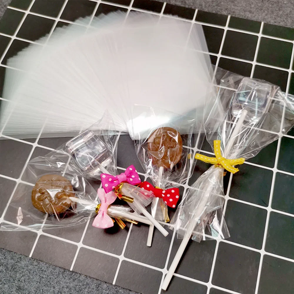 100Pcs Transparent Plastic Bags Lollipop Chocolate OPP Packing Flat Open Top Wedding Candy Small Gift Bag Party Supplies