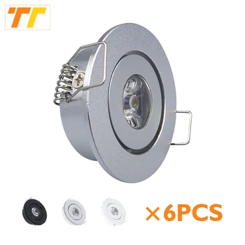 6pcs Led מיני למטה אור 3W 1W ניתן לעמעום ספוט אור שקוע אורות AC85-265V תקרת אור אלומיניום 52mm