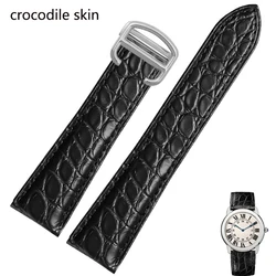 Watch strap genuine leather crocodile leather suitable for Cartie r tank Must solo  Santos Watch strap Soft and durable bracelet