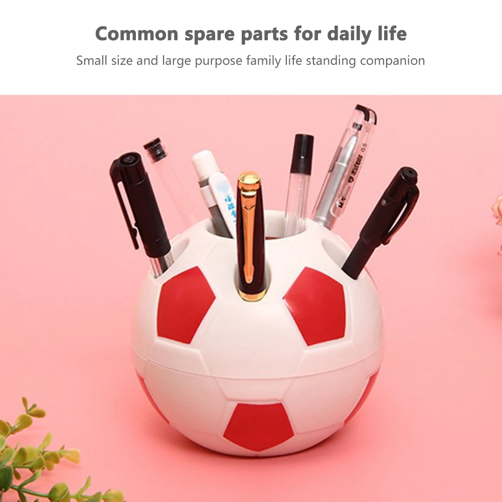 Portalápices de plástico con forma de fútbol, caja de almacenamiento de lápices de papelería para estudiantes