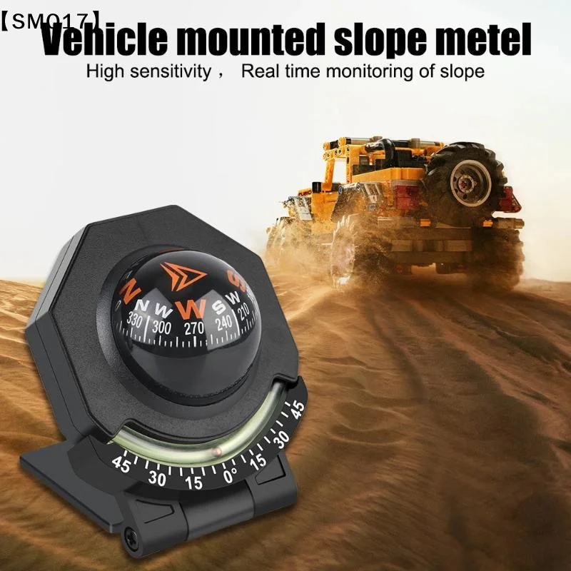 Car Dashboard Compass With Slope Meter 2-In-1 Foldable High Precision  Car Mount Compass Ball Compass For Vehicle Boat【SMQ】