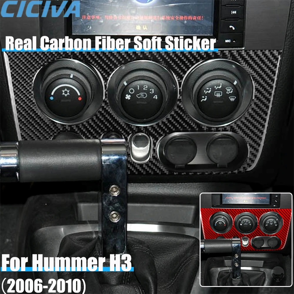 

Real Carbon Fiber Car Accessories CD Climate Panel Decorative Trim Cover Soft Sticker For Hummer H3 2006 2007 2008 2009 2010