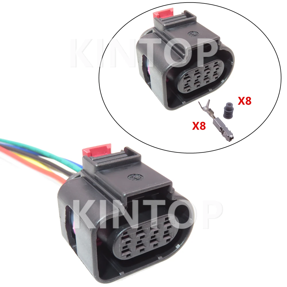 1 Set 8 Pins Automobile Lane Change Auxiliary System Connector with Wires Auto Starter Wire Cable Socket 4H0973714B 4H0973714B