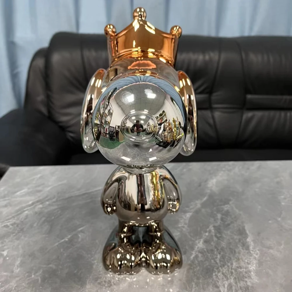 Potdemiel 30 cm Snoopy-Statue, Cartoon-Krone, Snoopy-Skulptur, galvanisierte Figur, Desktop, große Ornamente, Heimdekoration, Einweihungsgeschenke 5