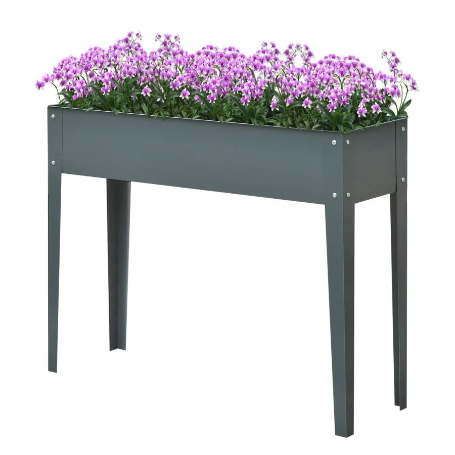 

Metal Raised Garden Bed Planter Box 40 x 12 x 32 Dark Grey Durable Outdoor Gardening Solution