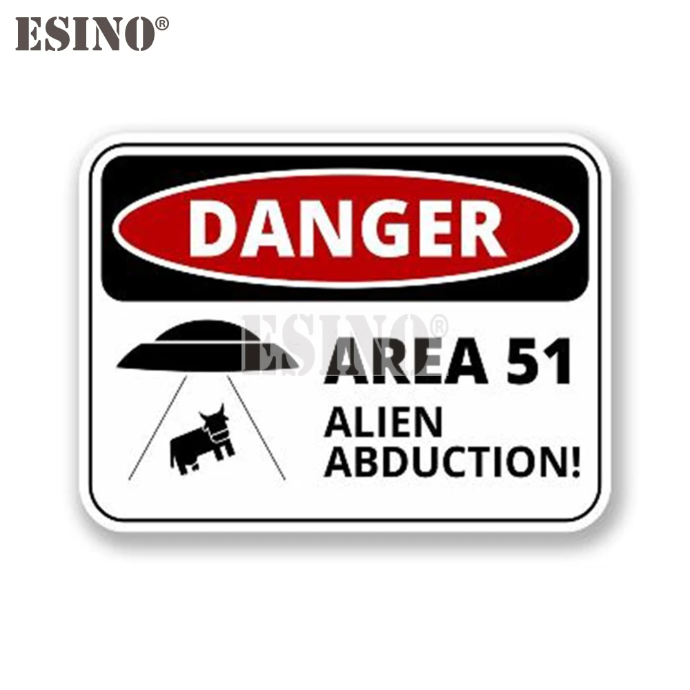 الإبداعية تحذير UFO منطقة 51 الغريبة اغطية الكرتون البلاستيكية ملصق مائي مقاوم للماء جسم السيارة ملصق نمط الفينيل #1