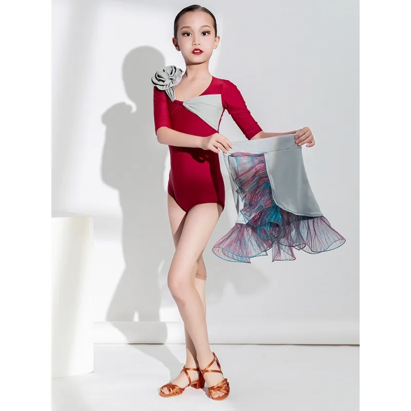 Summer New Girls Latin Dance Outfit, Kids Professional Practice Wear, High Quality Competition Performance Costume Dancewear