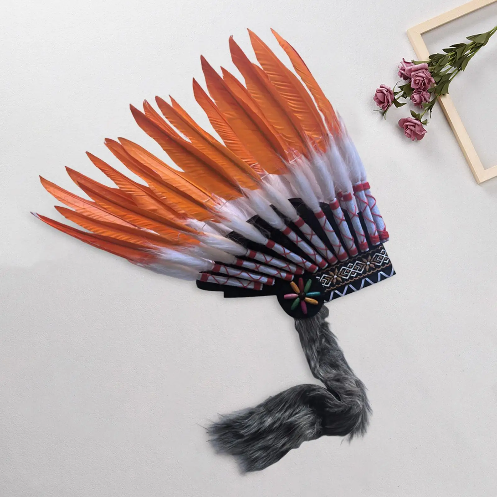 Cocar de penas artificiais artesanato para dramatização de festa de cosplay