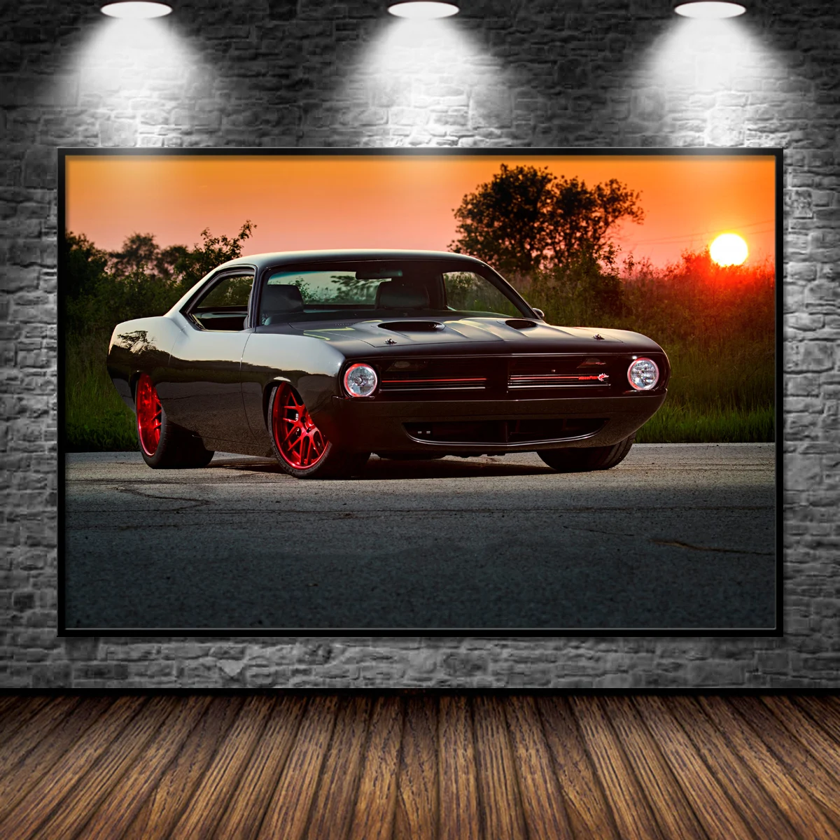 Vintage Muscle Car Plymouth Barracuda Hot Rod Supercar Wall Art Posters Fabric Canvas Print Paintings for Home Living Room Decor