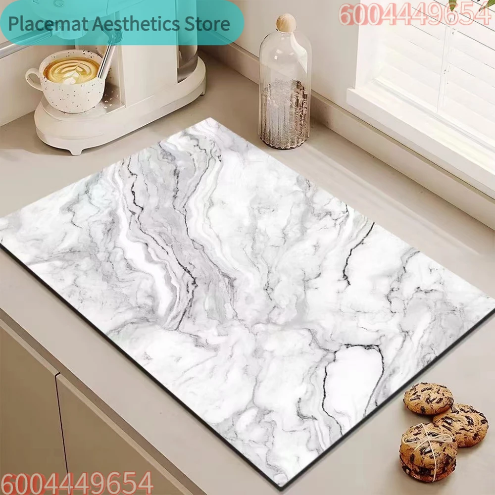 1pcs Household Light Luxury Marble Draining Countertop Diatomite Absorbent Non-Slip Table Mat Kitchen Counter Drain Mat