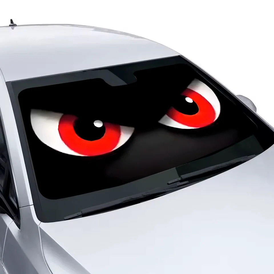 Cartoon angry eyes Car SunShade Windshield Anti-UV Protection Front Sun Shade Cooling Protector for Vehicle Interior