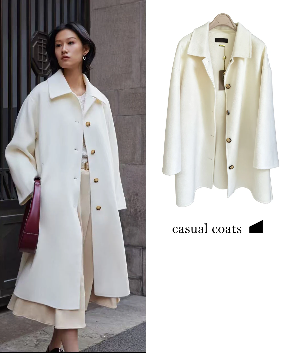 

FWRD Белое однобортное пальто Модное и универсальное белое однобортное пальто Женское повседневное белое пальто # FWRD0109