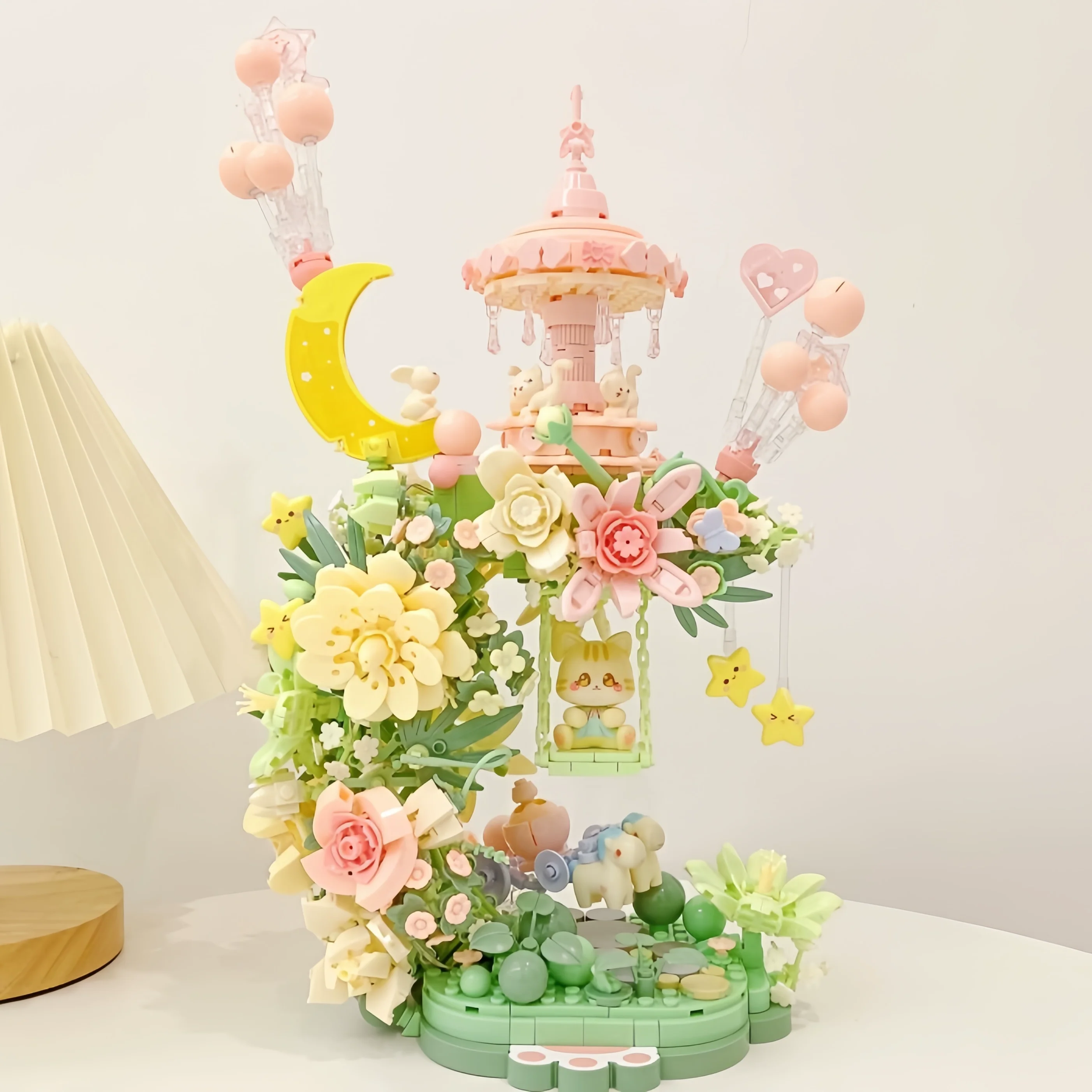 SEMBO-bloques de construcción de ensamblaje de flores fantásticas, modelos de arquitectura, decoraciones de escritorio para el hogar, adornos, regalos para niñas, juguetes