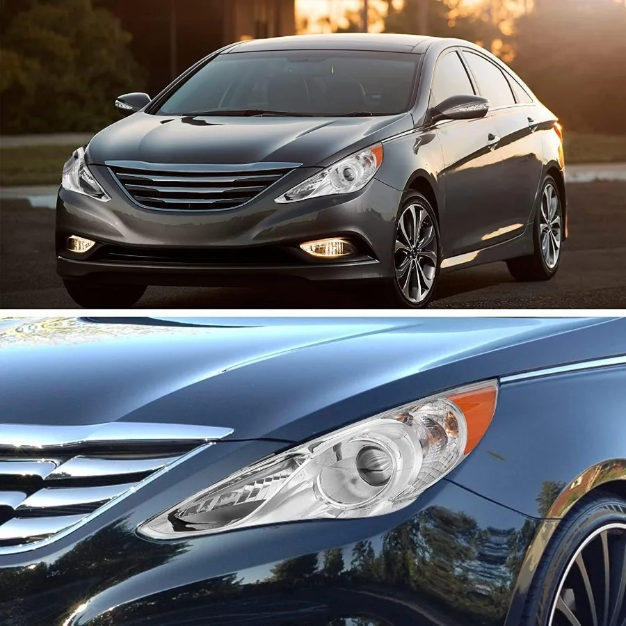 مجموعة المصابيح الأمامية لـ 2011 2012 2013 2014 Sonata تستثبيت المصابيح الأمامية الهالوجين الهجين للسائق وجانب الركاب مع