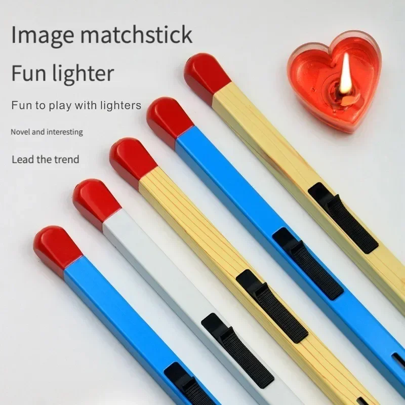 Creative Matchstick Shaped Lighter Refillable Practical Long Matchstick Lighter Adjustable Metal Lighter for Fireplaces Camping