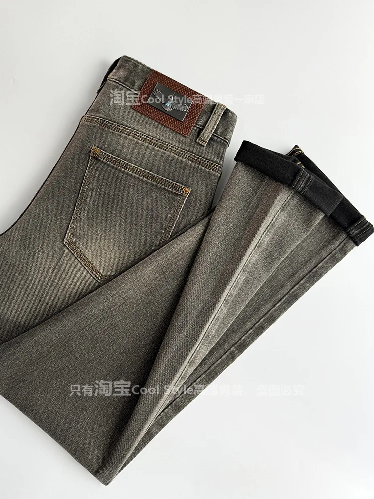 

Autumn vintage vintage denim jeans for men, slim fit, small feet, elastic, thick, business, comfortable, light luxury pants