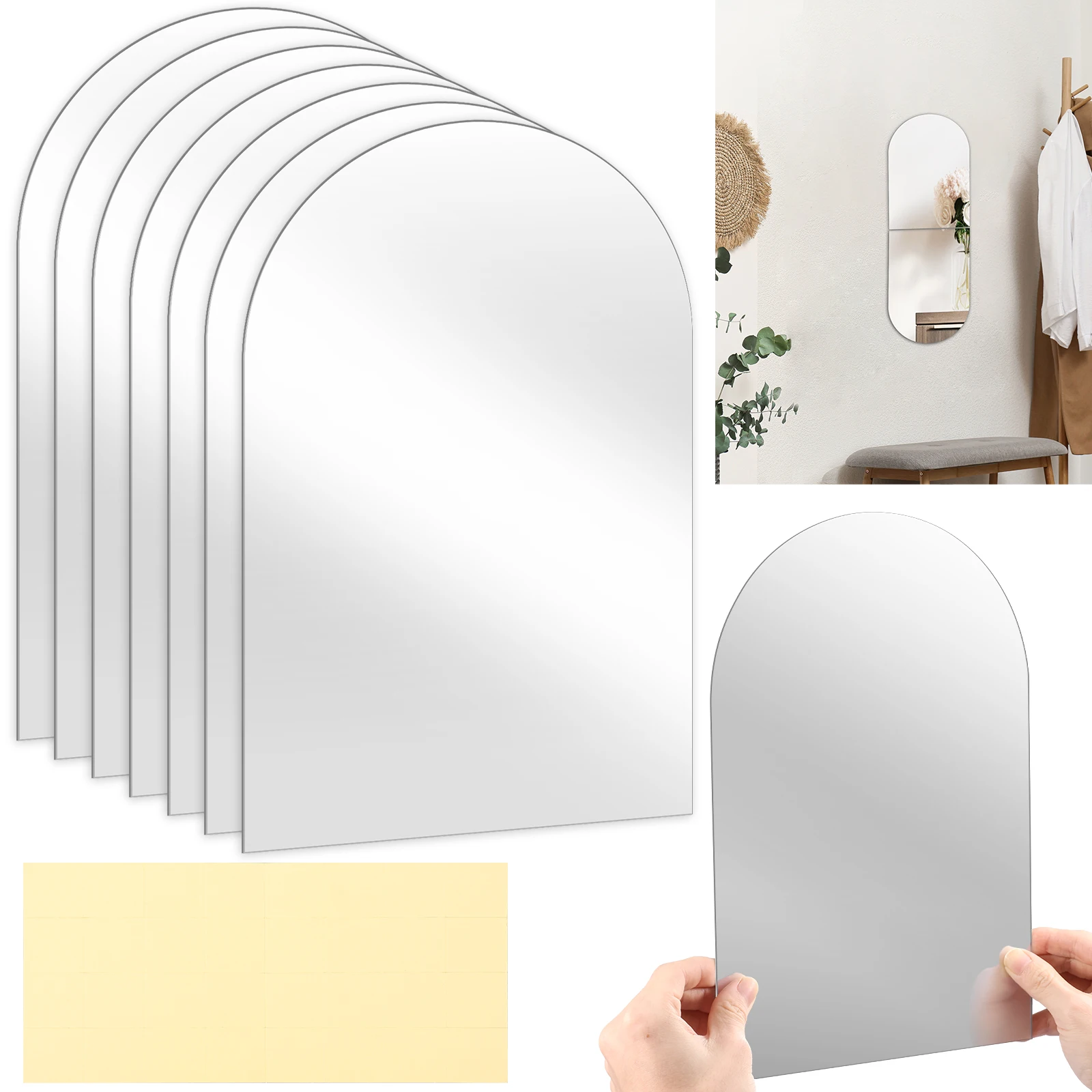 Selbstklebende Spiegelaufkleber, Acryl-Aufkleber, Dekoration, Wohnzimmer, weicher Kunststoff, Spiegelbögen, Zuhause, DIY, selbstklebender Spiegel