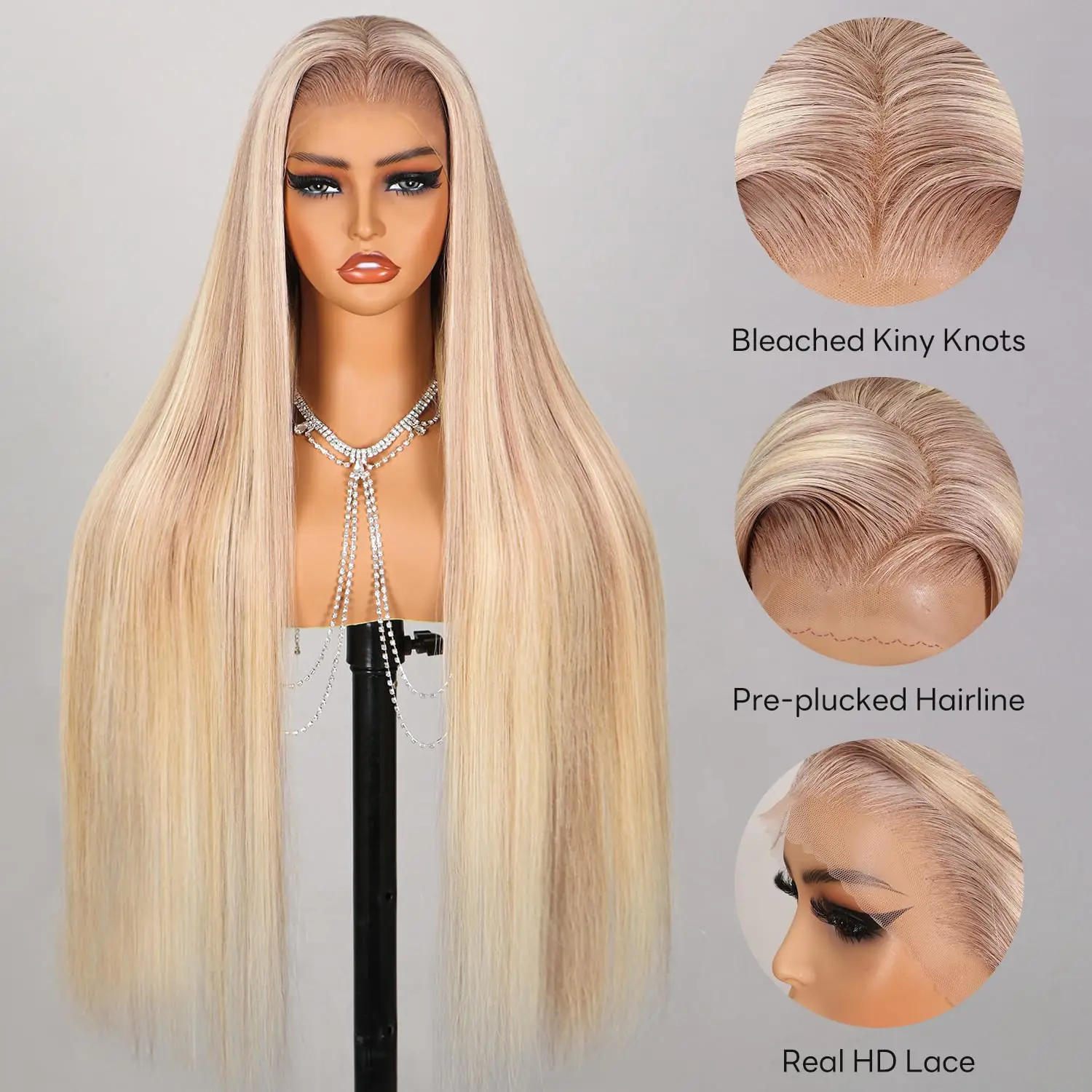 13X6 P18/613 Honey Blonde Human Hair Lace Frontal Wigs 28 30 Long Inch 180% Brazilian Remy 13X4 Transparent Lace Front Wigs