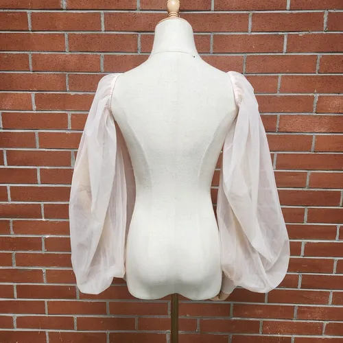 Imagen 2 del producto Guantes transparentes de tul para novia, mangas completas hinchadas, accesorios de boda