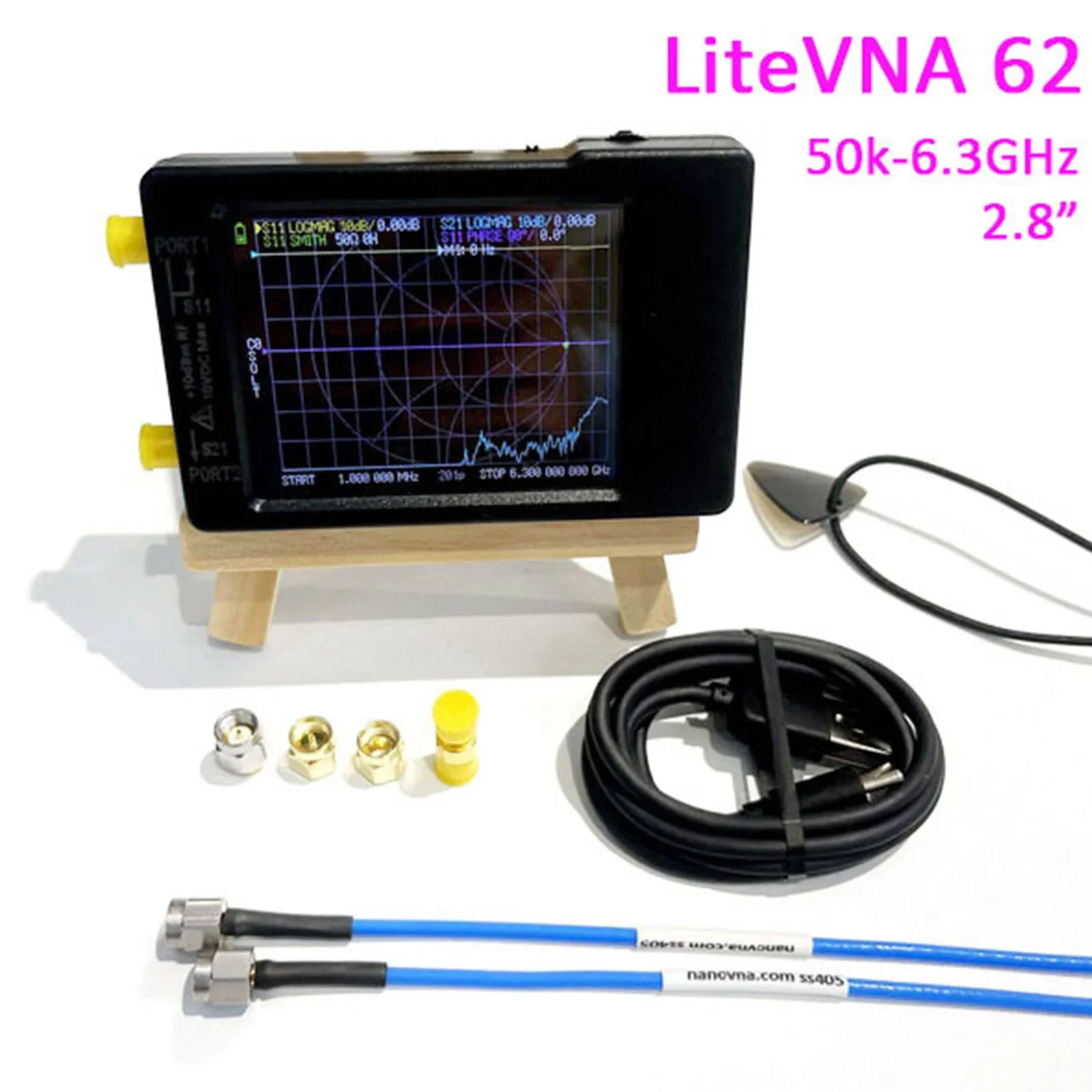 Nanovna-h Analyzer antena HF VHF UHF, Analyzer antena 50 khz-6.3 GHz jaringan HF VHF UHF dan casing 2.8 inci 4 inci LiteVNA 6G 3.7V