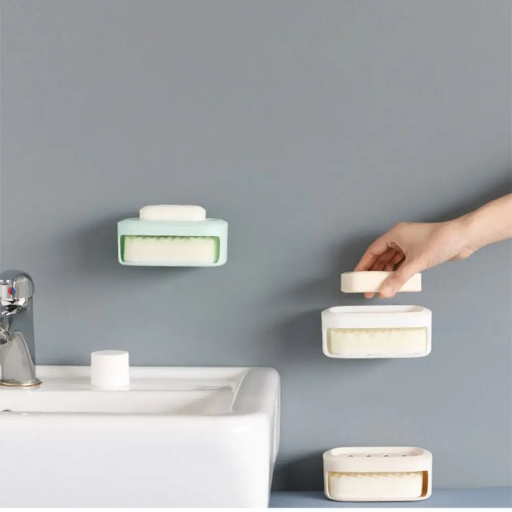 Punch Free 1Pcs Sponge Holder Draining With Water Drain Bathroom Organizer Soap Rack Soap Holder Soap Dish Soap Storage Box