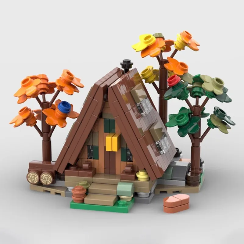 Forests Cabins Bricks Building Mini Wooden House Architecture Building Blocks Sets With Light Model PuzzleToy for Children Gifts