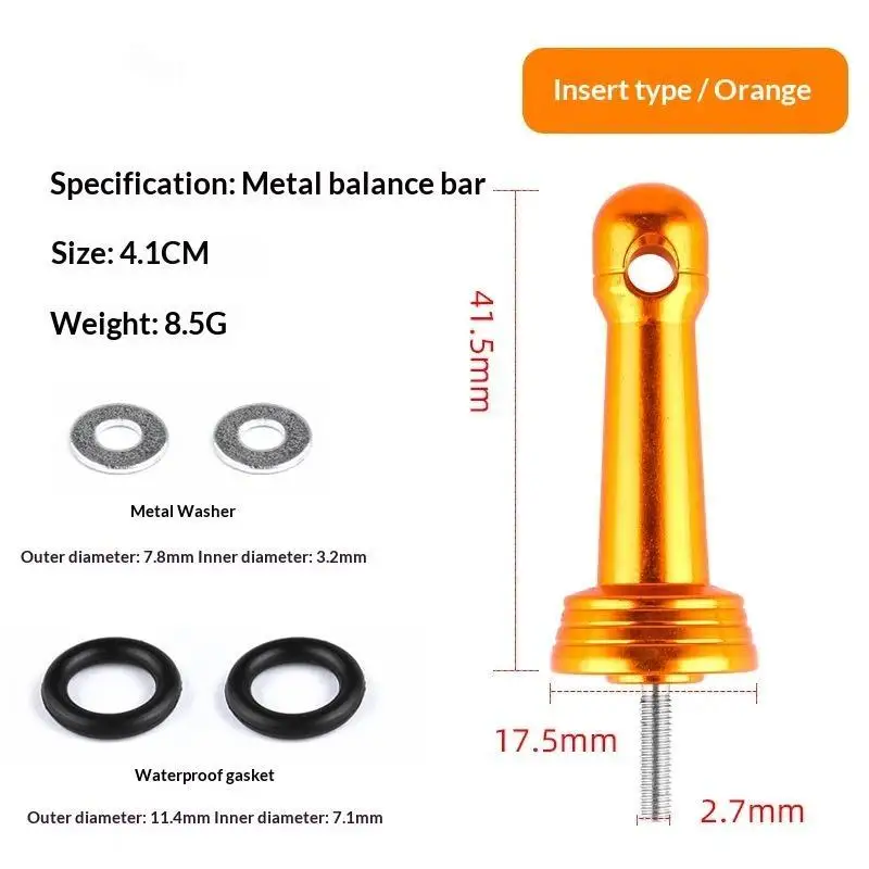 Fishing Wheel Balance Rod Universal Aluminum Fishing Reel Balancers Insertion In/Screw In Stand With Gasket Rubber Rings view 6