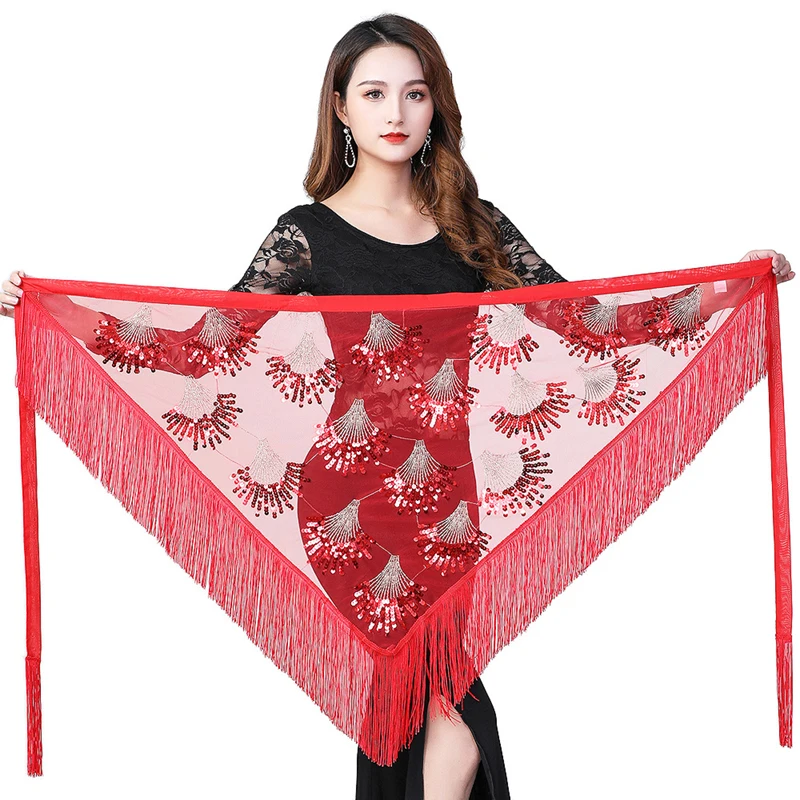 

Belly Dance Costumes Sequins Tassels Triangle Hip Scarf Oriental Dance Adult Dance Wear Skirt Performance Practice Gilrs Belt