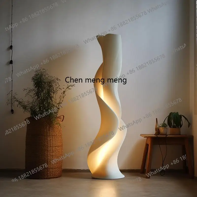 Modern simple living room floor lamp cream log wind edge lamp decoration French study