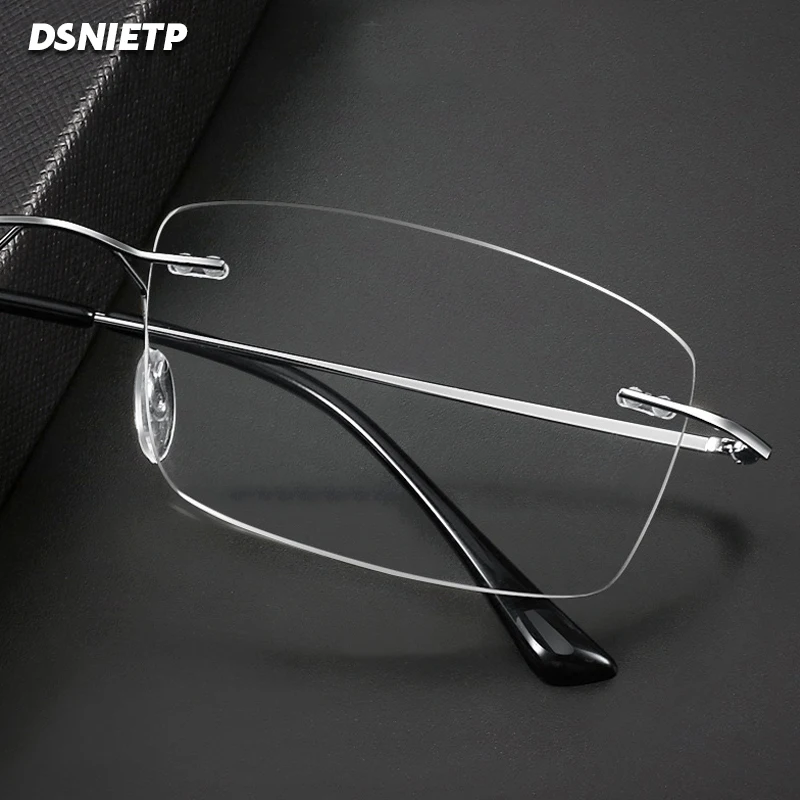 Titanium Rimless Reading Glasses Men Photochromic Anti Blue Light Frameless Glasses Frame Customized Prescription Eyewear