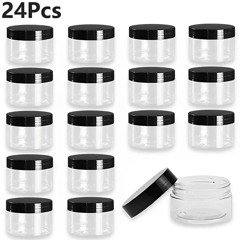 

24Pcs 120ml Plastic Cream Jar Pots Transparent Empty Lotion Bottles Refillable Face Cream Storage Containers Travel Essential