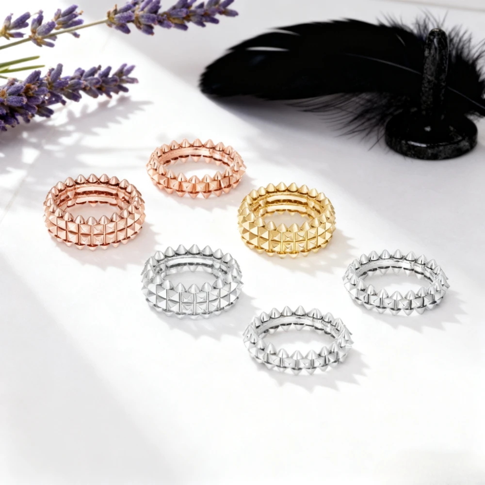 

2025 Trendy Jewelry Rivet Ring in Punk Style, Unisex Jewelry for Men and Women