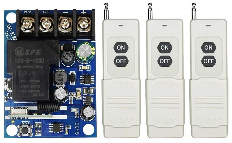 Универсальный беспроводной переключатель дистанционного управления 433 МГц, 12 В постоянного тока, 24 В, 48 В, 30 А, дистанционное реле включения и выключения для умной бытовой техники/свет