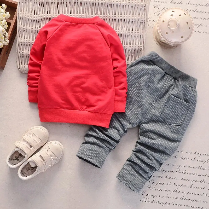 2PCS Baby Long Sleeve Set Baby Solid Large Pocket Fashion Vertical Stripe Pants