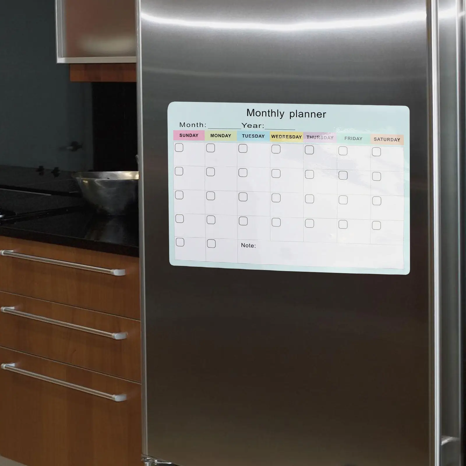 

1Pcs Magnetic Monthly Plan Board Erasable Schedule Organizer Refrigerator Stick Pet Surface Reusable Family Planner Calendar