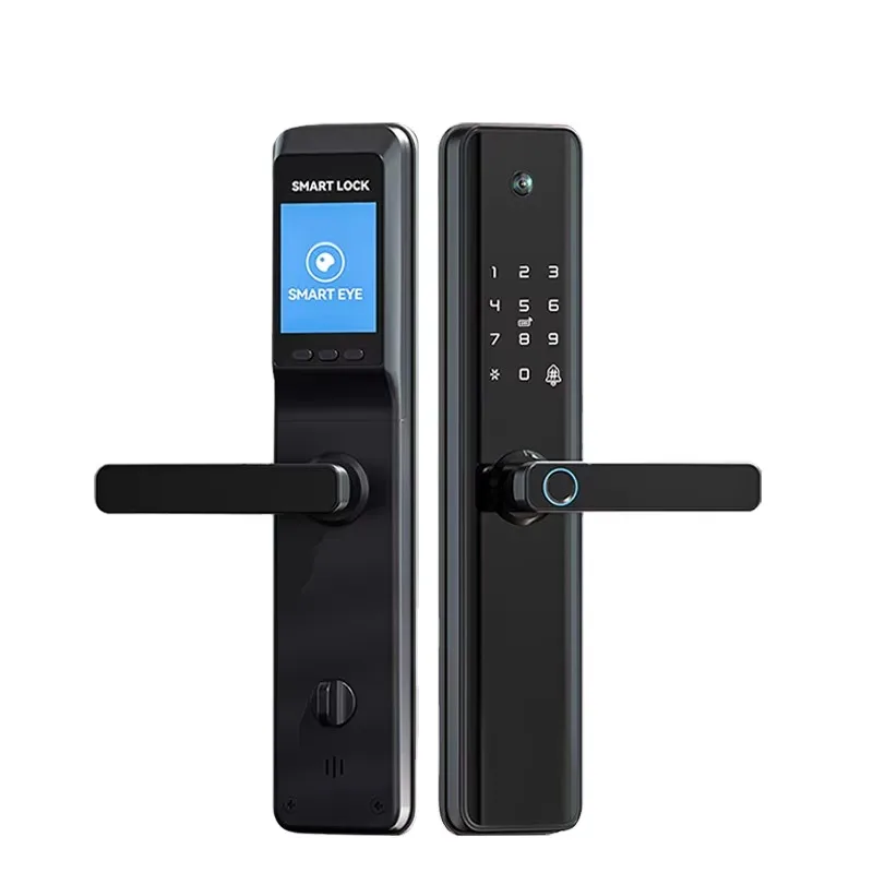 Black Smart Lock WiFi Door Main Door Lock with App Control Fingerprint Recognition Digital Password Unlocking Smart Door Handle