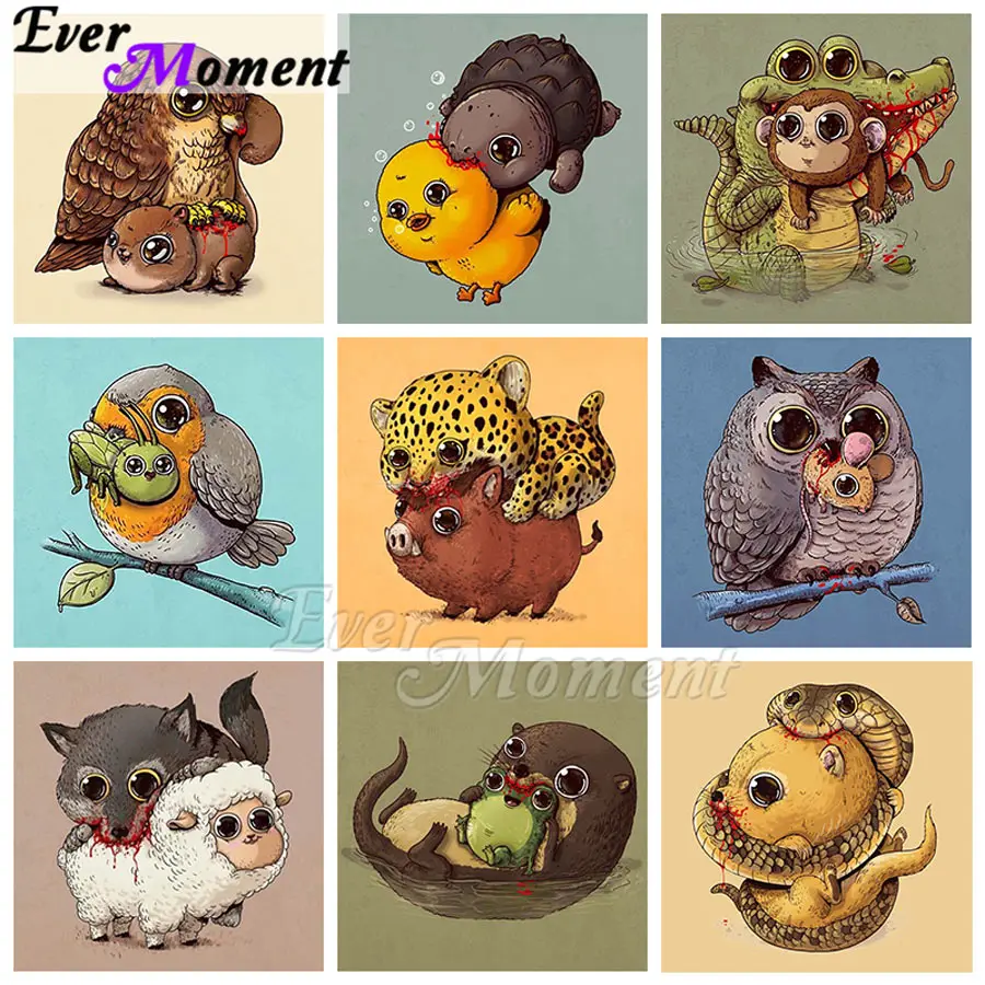 Ever Moment Small DIY Diamond Painting Images Cartoon Animal Cute Predator Wall Art Picture For Kid Bedroom Best Gift 5L1094