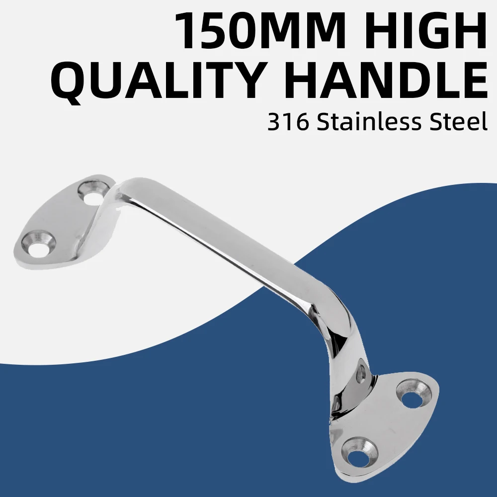 Andymarine 150mm 316 Stainless Steel Marine Boat Door Handle Heavy Duty Pull Handle for Yacht Ship Cabin