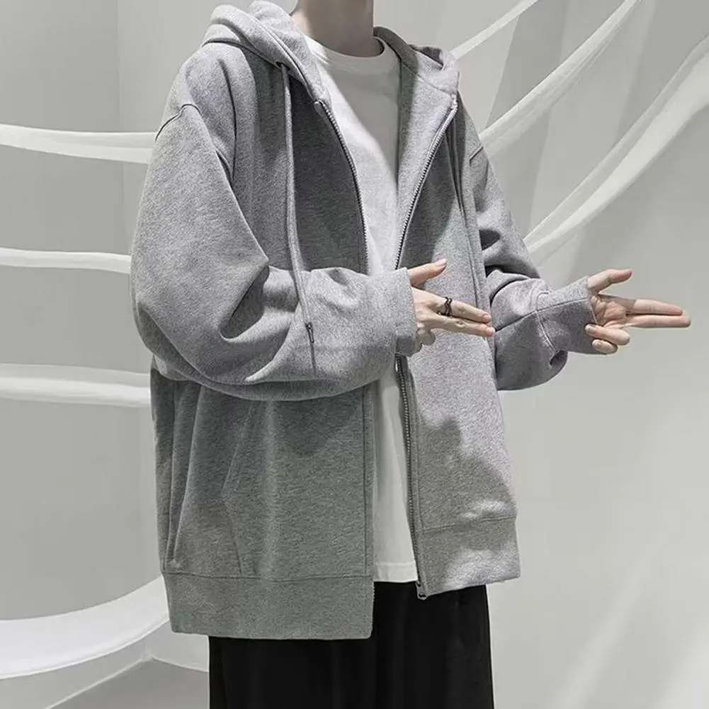 Proximité-Sweat à capuche zippé à manches longues pour hommes, veste à capuche avec poches, cardigan adt, manteau à capuche de printemps