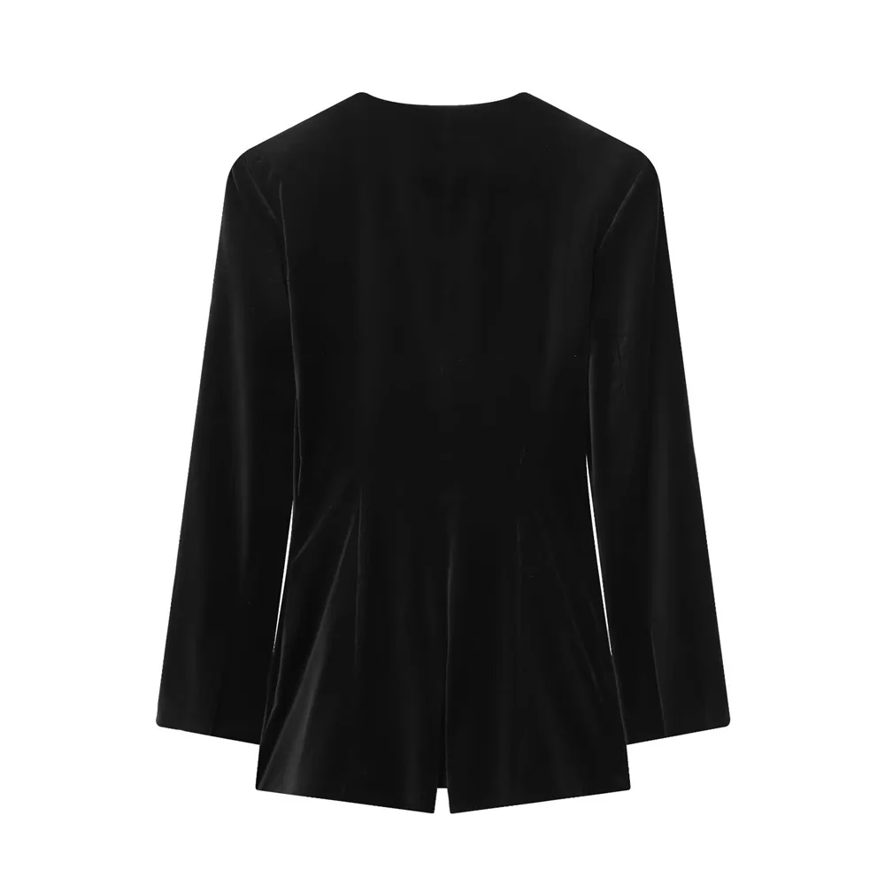 Mono de traje corto con cuello en V de terciopelo plano a la moda para mujer nueva de invierno