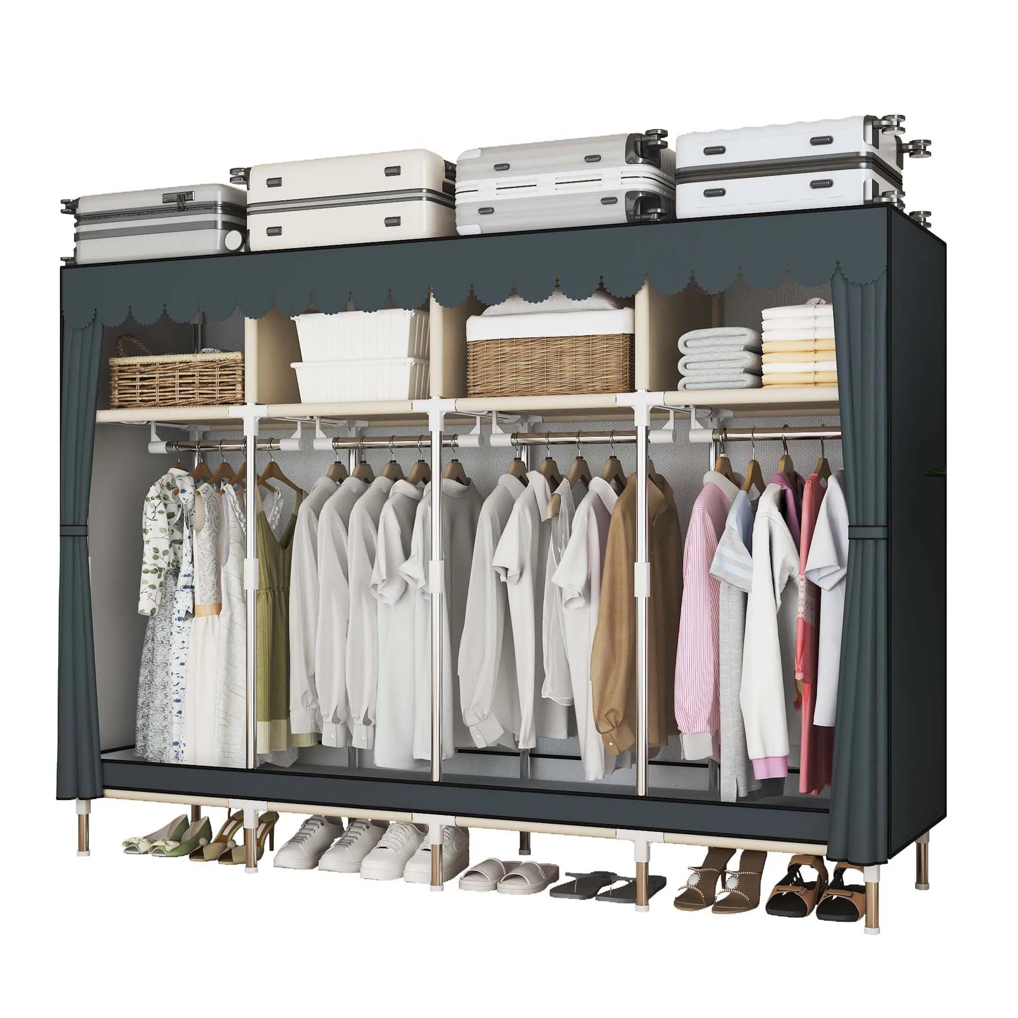 

79 Inch Wide Walk-in Closet with Drawers, Large Portable Wardrobe with Included Dust Cover, Storage for Bedroom Apartment