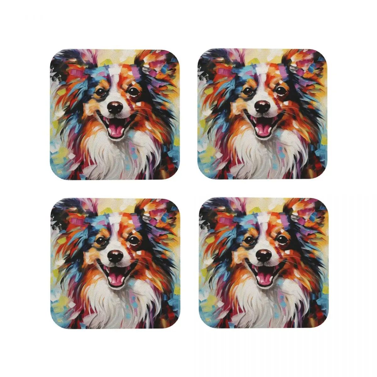 

Подставки для шедекса с собакой папийоном, кухонные салфетки, водонепроницаемые изоляционные коврики для чашек, кофейные коврики, декор для домашней посуды, подушечки из 4 шт.