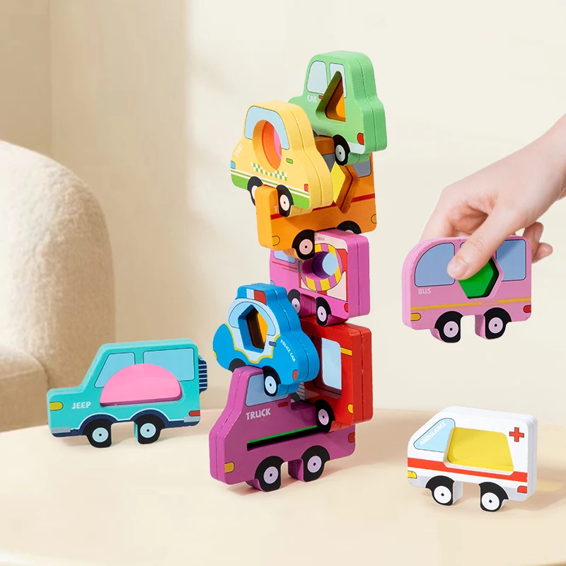 Wooden Animal Acrylic Stacking Block Game Shape Matching Puzzle Balance Toy Montessori Training Educational Toys For Children view 3