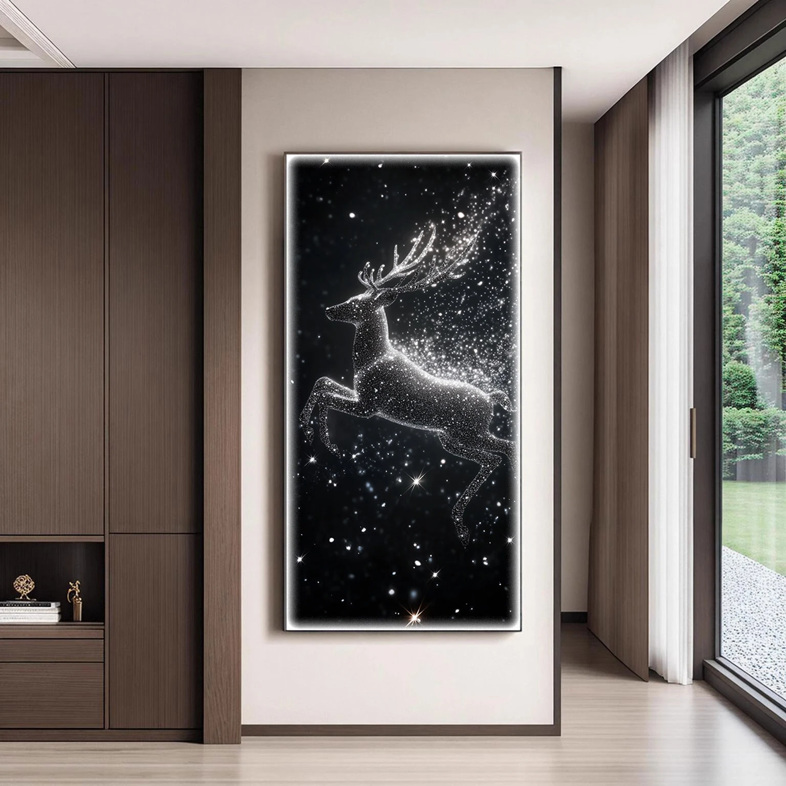 Minimalist Entrance Decoration Painting Vertical Version With Light Hanging Painting High-end Mural Lamp For Entering The Home