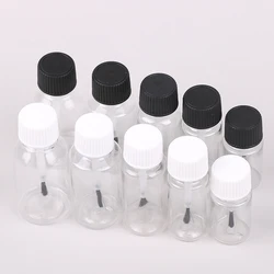 Garrafas vazias recarregáveis plásticas de esmalte, Frascos de armazenamento à prova de vazamento, Garrafa vazia líquida com tampa de escova, DIY Craft, 5 ml, 10 ml, 15 ml, 20 ml, 30ml