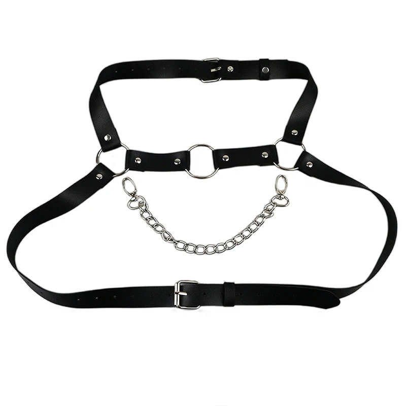 

Sexy Mens Black Fata Gothic Body Chest Belt For Men Adjustable Leather Belts With Buckles Rave Costume Sexy Punk Chest Belt