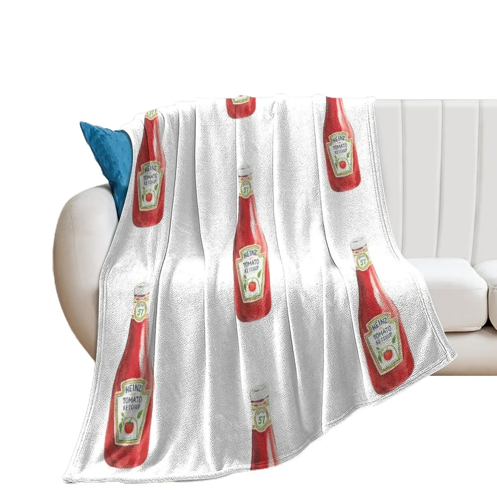 Classic ketchup bottle watercolor Throw Blanket Beach Blankets For Baby Blankets