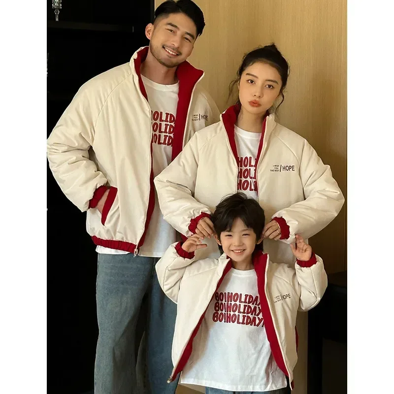 Winter Family Warm Jacket Parent-child Matching Clothes Father Mother and Son Daughter Baby Thick Coat Dad Mom and Me Clothing