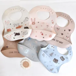 Babero de silicona para bebé, Baberos infantiles impermeables, paño de alimentación para recién nacido a la moda, Baberos para niños, toalla de Saliva ajustable para niños y niñas