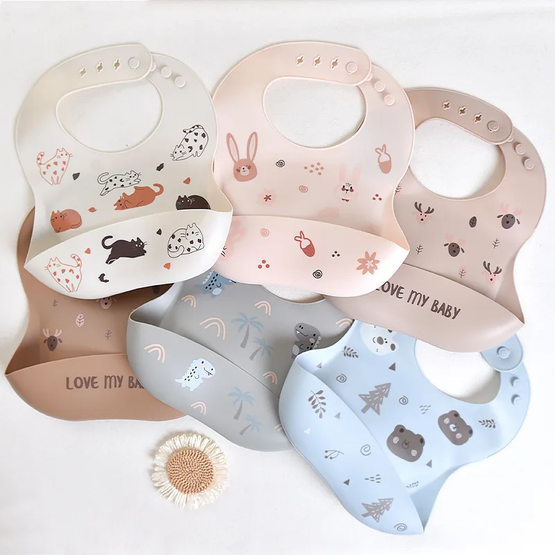 Food Grade Silicone Baby Eating Bibs Easy to Clean Baby Bibs Drool Towels Waterproof Children Silicone Drool Bibs